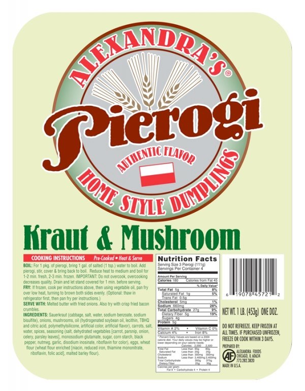 Pierogi Kraut and Mushroom